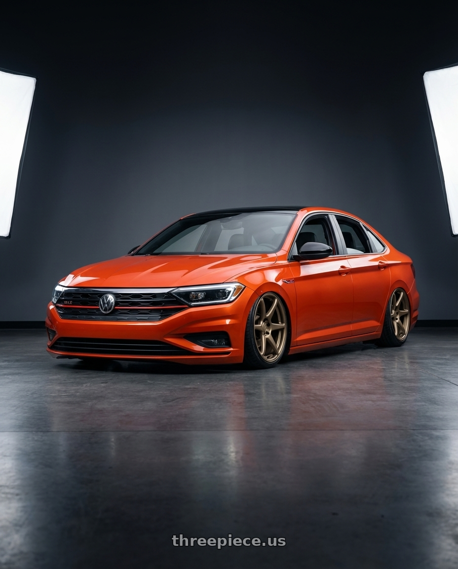 2023 Volkswagen Jetta GLI MK7 with Kansei K11B Tandem 5X112 19x9.5 22 Bronze wheels front three quarter view stanced stance