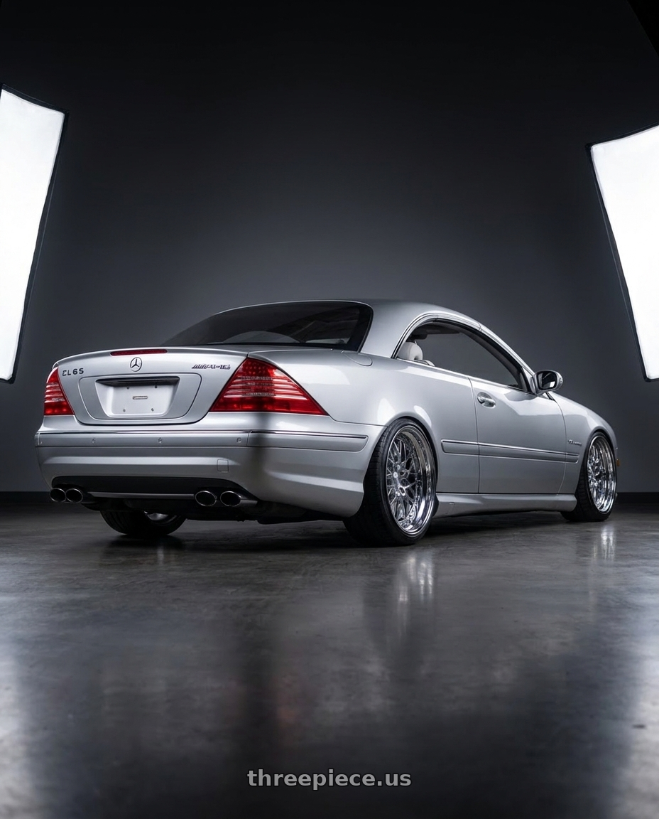 2005 Mercedes CL65 AMG with Heritage Wheel BELFORT wheels rear three quarter view extreme stretch tires