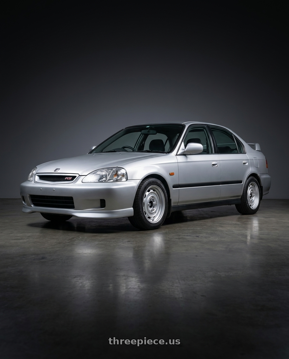 1999 honda civic with Mobelwagen MW430S Interceptor 4X130 15x5.5 20 Silver wheels