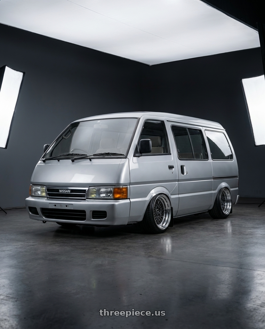1995 Nissan vanette with Ns Wheels NS-MDV2 4x114.3 15x9.5 +25 Dark Gray with Machined Lip wheels