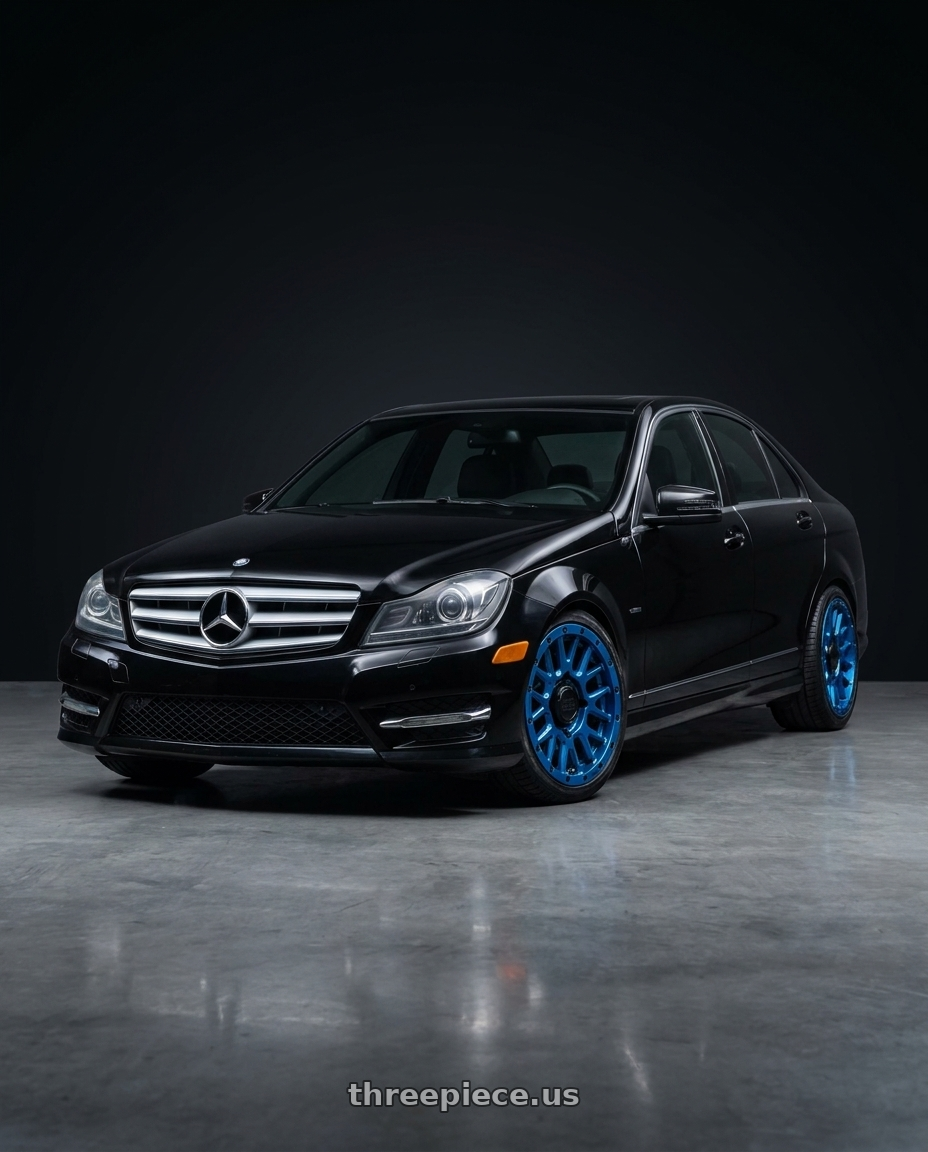 2012 Mercedes C350 V6 with Black Rhino Powersports LA PAZ UTV 4X110 15X7 +36 BLUE W/ BLACK BOLTS wheels