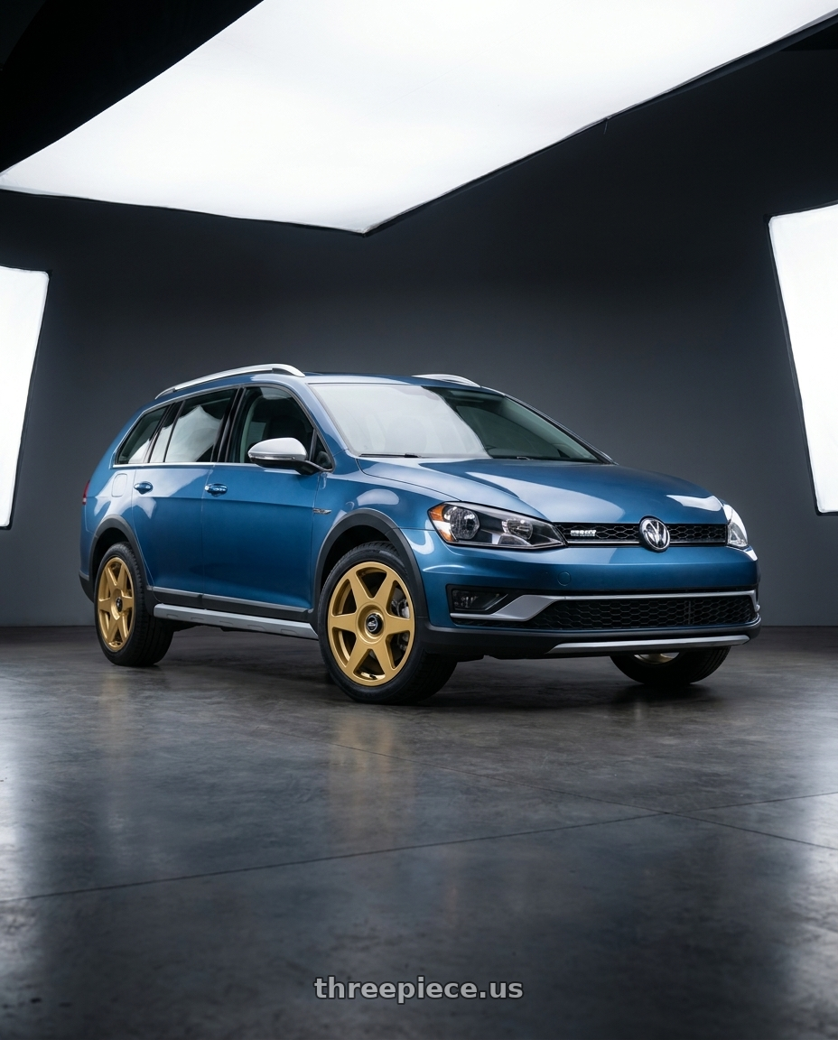 2017 Volkswagen Golf Alltrack with fifteen52 TARMAC EVO 5x100 / 5x112 17x7.5 +35 GOLD (GLOSS GOLD) wheels