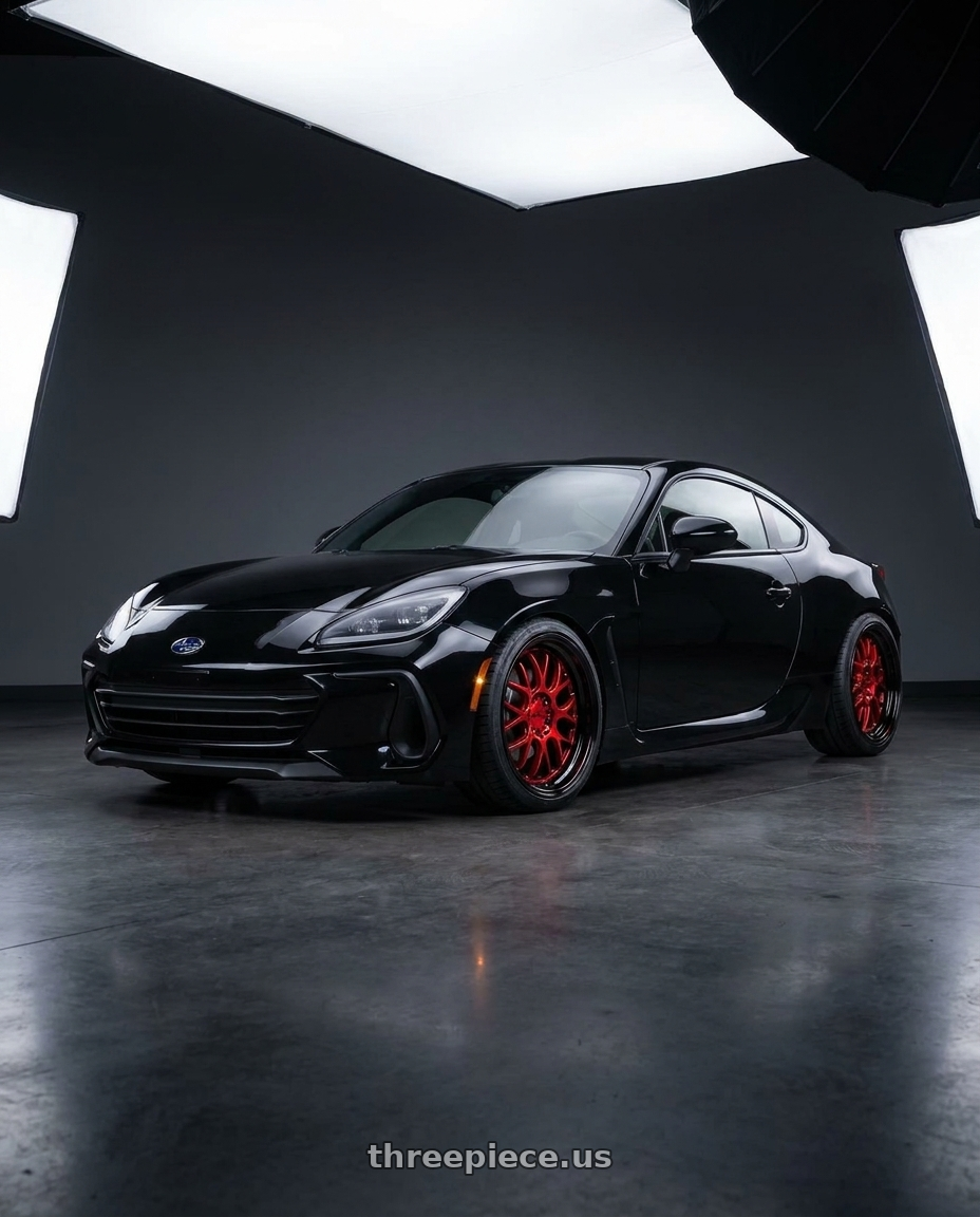 2022 Subaru BRZ Premium with F1R F21 5x100/5x114.3 18x10.5 +40 Candy Red/Black Lip v2 wheels