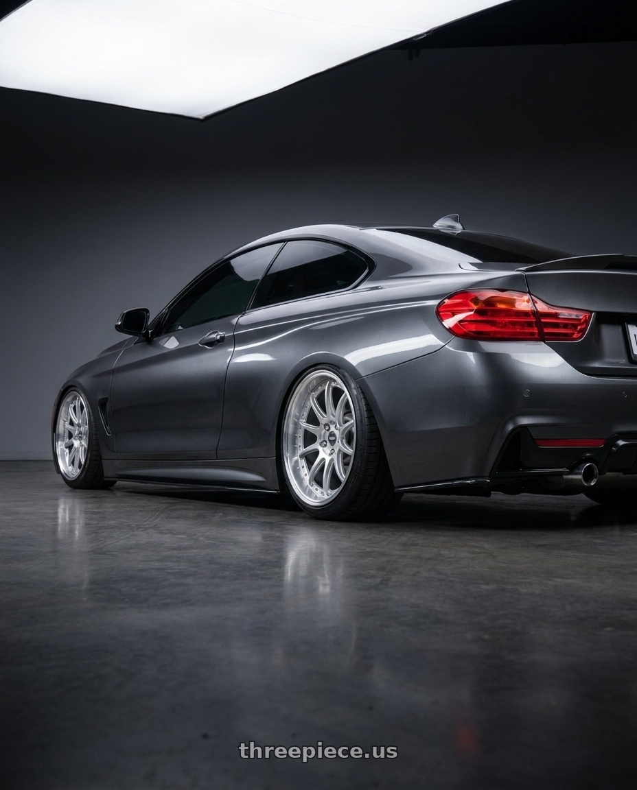 2015 BMW 435i with ESR Wheels CS SERIES CS12 5x108 19x9.5 +35 Hyper Silver wheels rear three quarter view slight stretch tires
