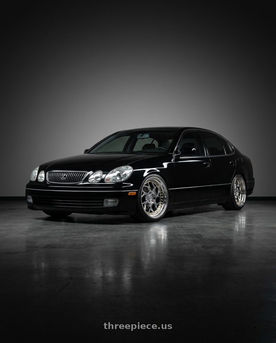 2001 Lexus GS300 with Aodhan DS01 5x114.3 18x8.5+35 Vacuum Chrome W/ Gold Rivets wheels