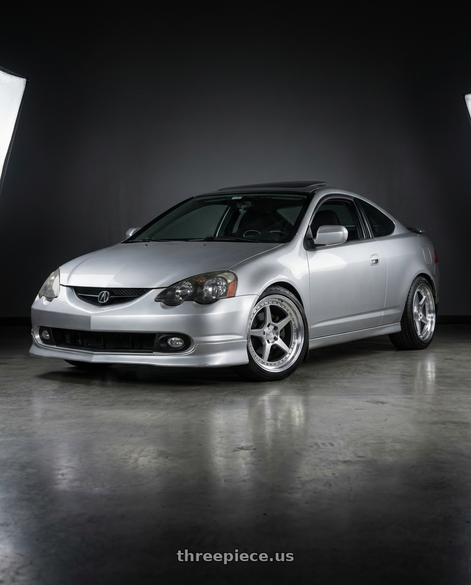 Acura Rsx Type-S 2003 with Aodhan DS09 5x114.3 18x8.5+35 Silver w/Machined Face wheels