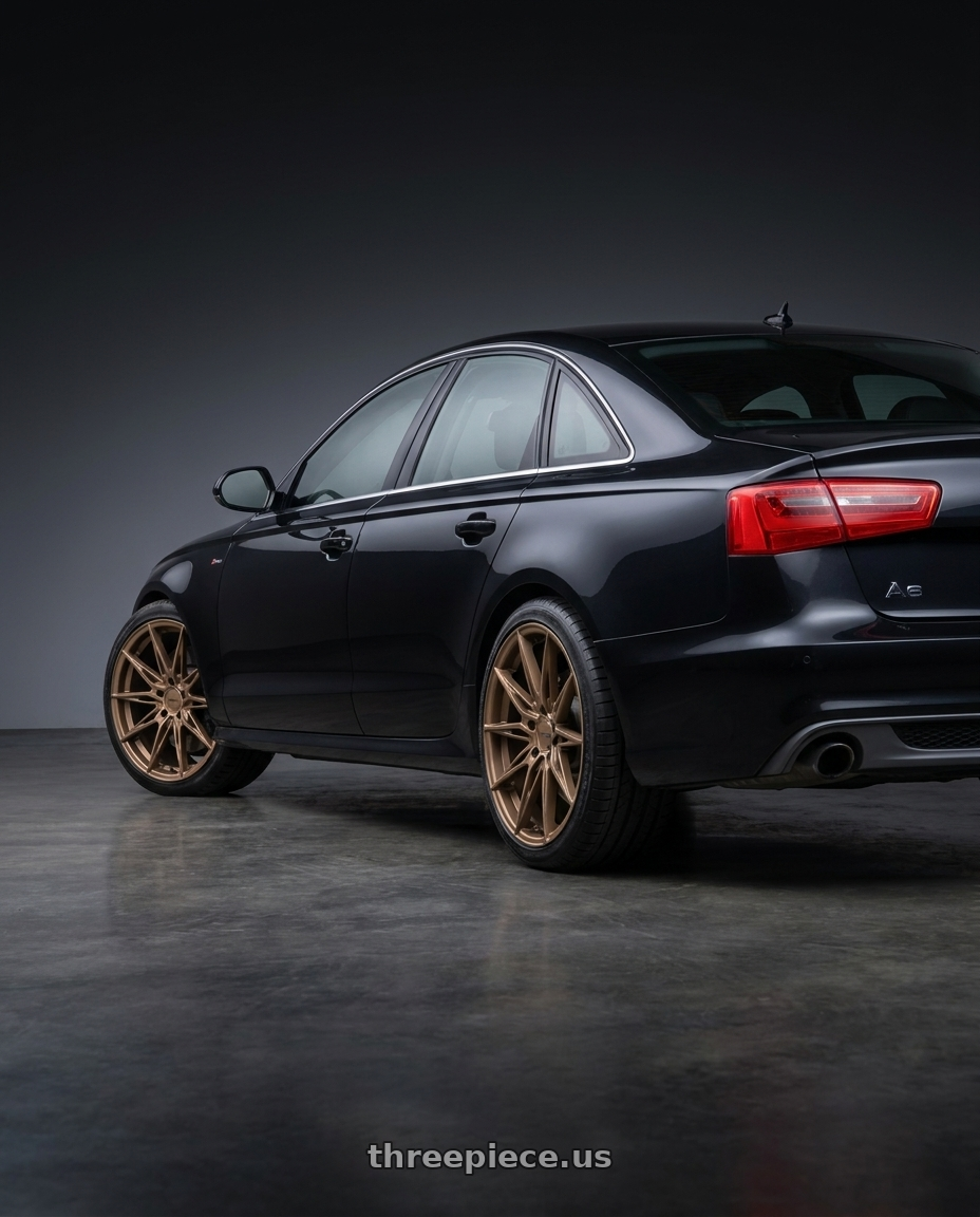 2012 Audi a6 with KATANA RACING KR10 5x112 18x8 +40 Matte Bronze wheels rear three quarter view square tires