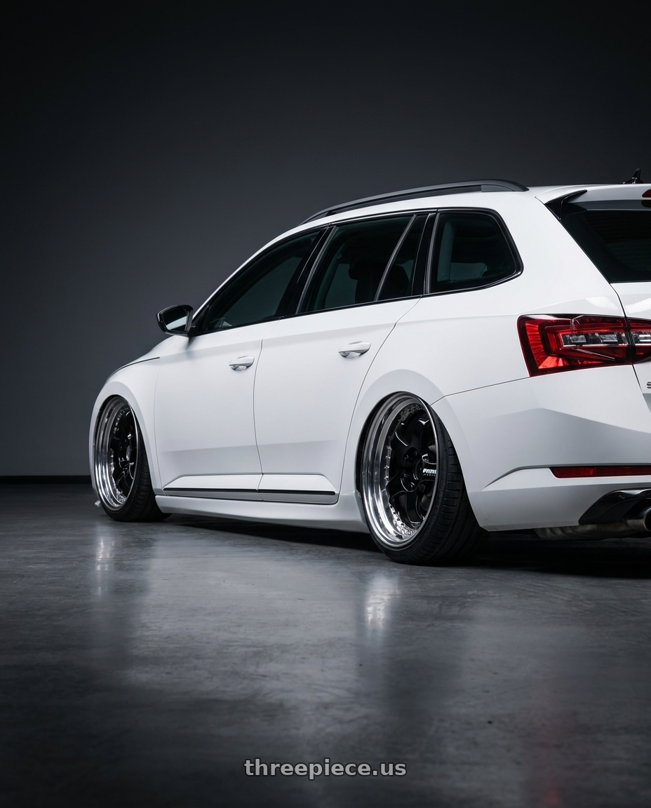 2020 superb combi with Work Meister S1 3P 5x100 18x7+48 A Disk Black wheels rear three quarter view slight stretch tires