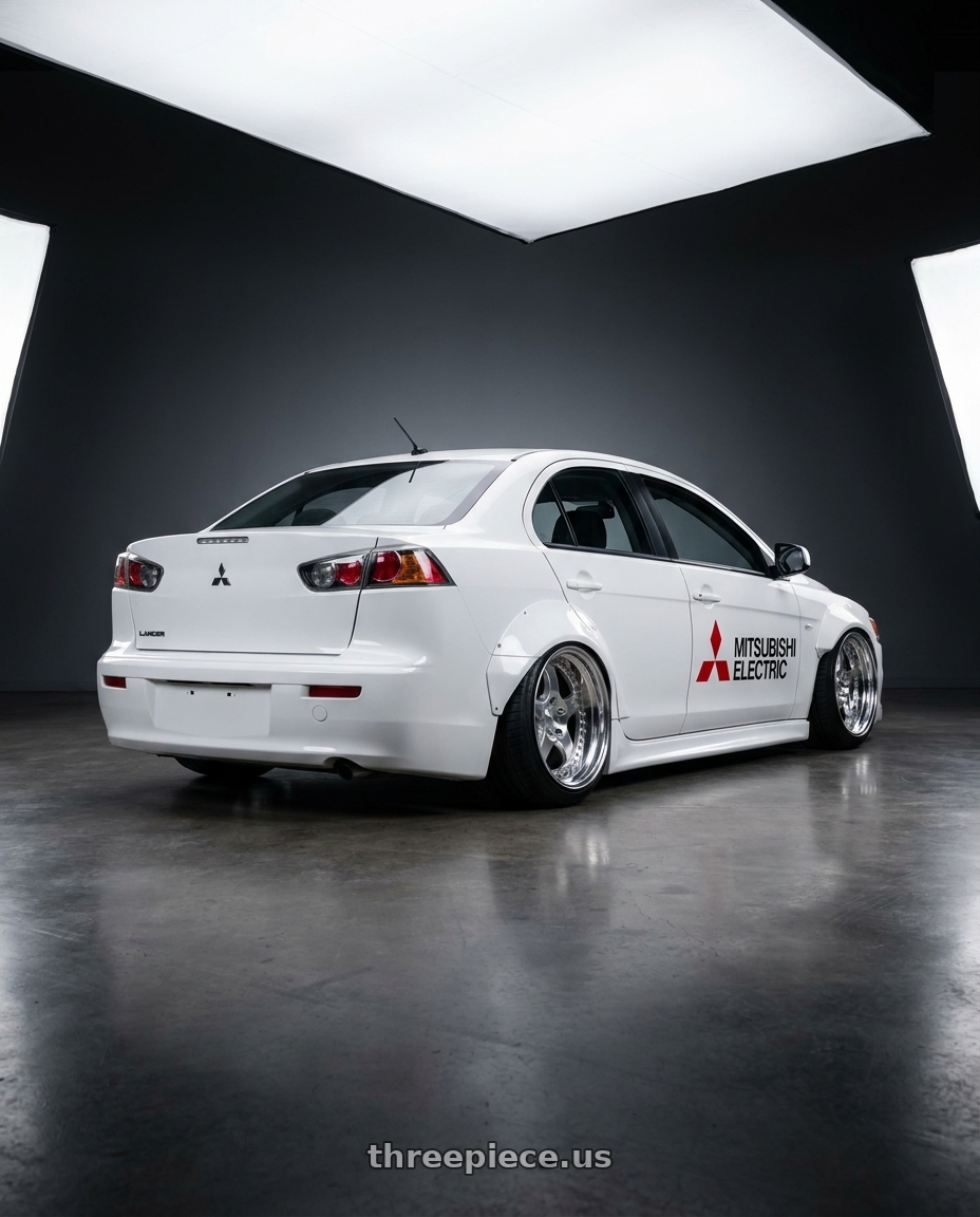 2012 Mitsubishi Lancer Cargo with Heritage Wheel AVUS wheels rear three quarter view slight stretch tires