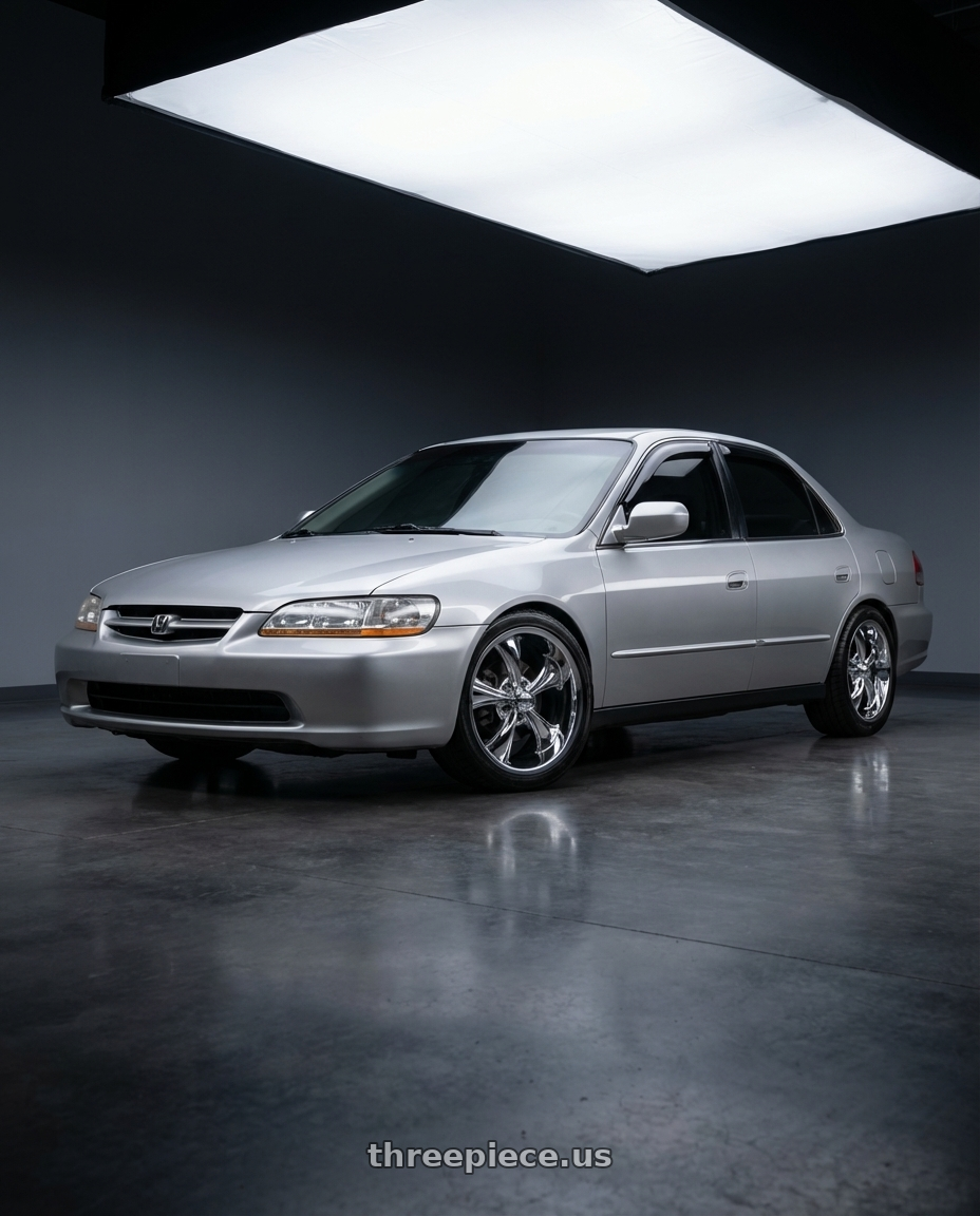 2002 honda accord with Ridler Type 695 5x120.65 18x9.5+6 Chrome wheels