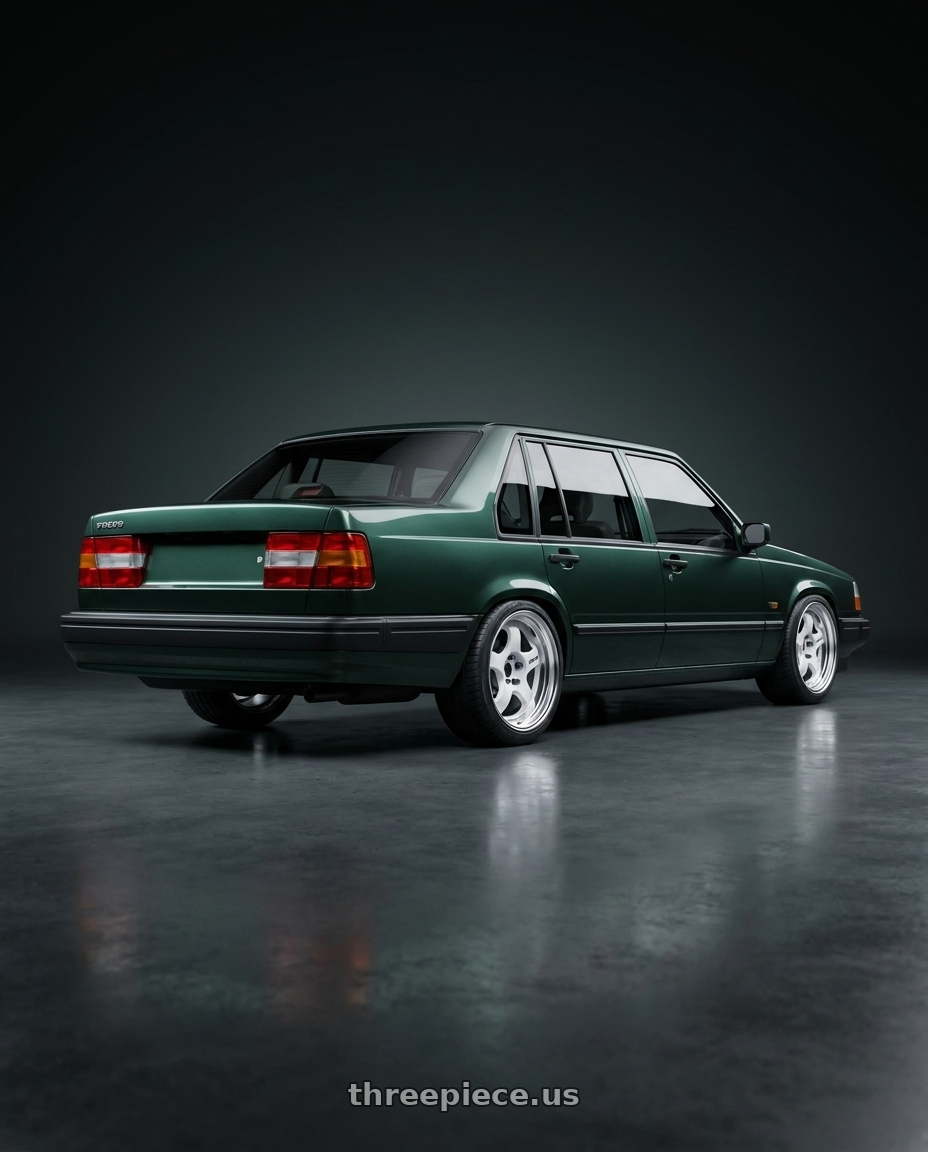 1991 volvo 940 se with Work Meister S1 2P 5x108 15x7+12 A Disk Black wheels rear three quarter view square tires