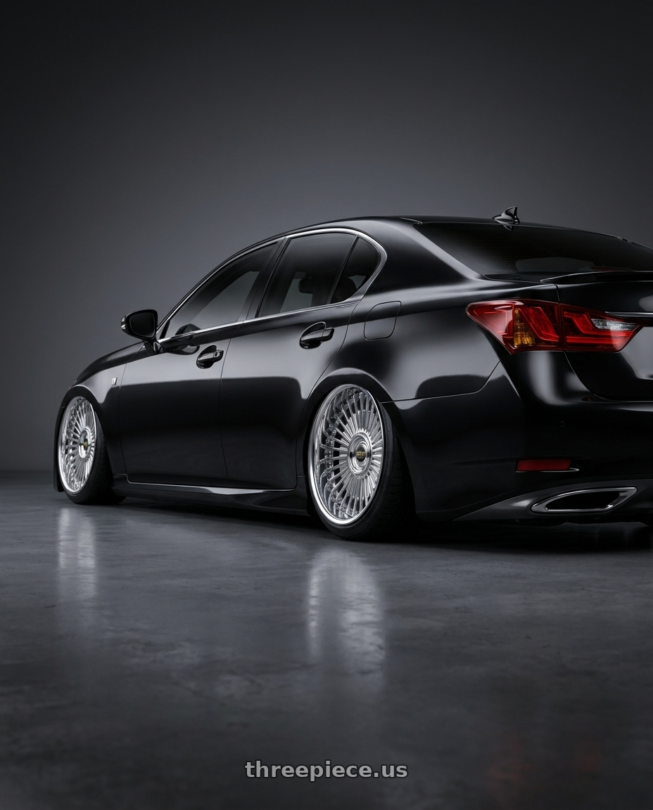2013 Lexus gs350 with Work Emitz wheels rear three quarter view slight stretch tires