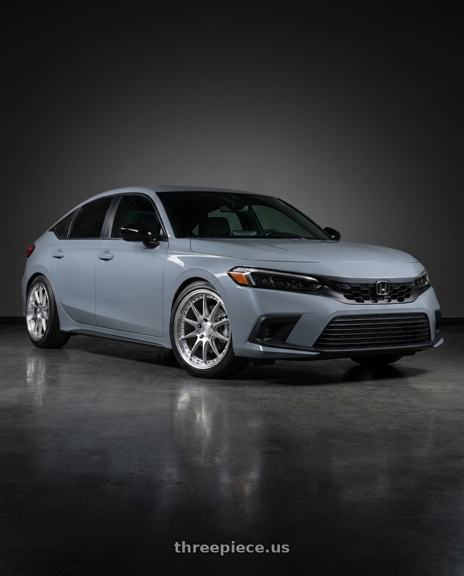 2026 Honda civic hatchback sport with Aodhan DS07 5x114.3 18x8.5+35 Silver w/Machined Face wheels