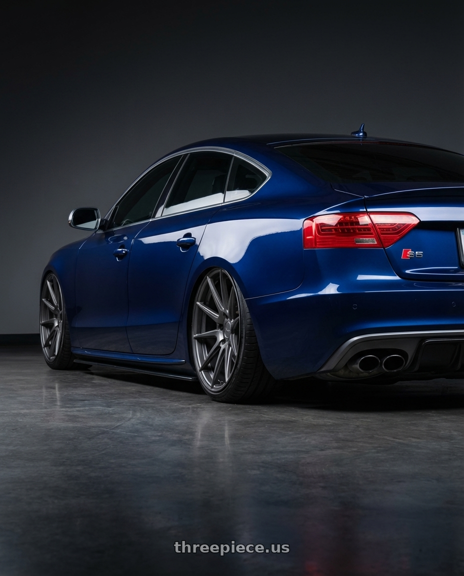 2014 Audi S5 B8 with Niche 1PC M116 MISANO 5X112 20X10.5 +20 MATTE GUN METAL wheels rear three quarter view slight stretch tires