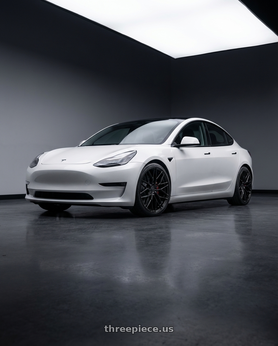 2023 Tesla Model 3 with Avant Garde Wheels M520R 5X114.3 19x8.5 +35 Gloss Black wheels