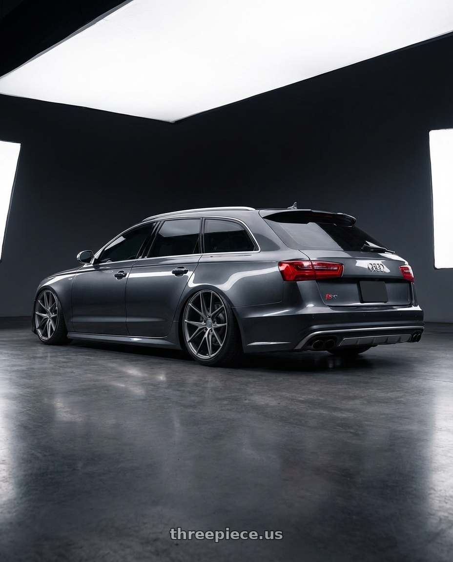 2016 Audi S6 C7 with Niche 1PC M116 MISANO 5X112 20X9 +26 MATTE GUN METAL wheels rear three quarter view slight stretch tires