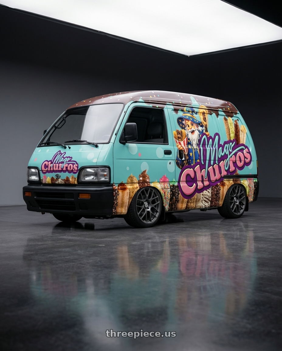 asia towner 1997 furgão  sem vidros, com os parachoques pretos, envelopada atrás com logomarca e na frente também with TSW NURBURGRING 5X114.3 17X7.5 +45 MATTE GUNMETAL wheels