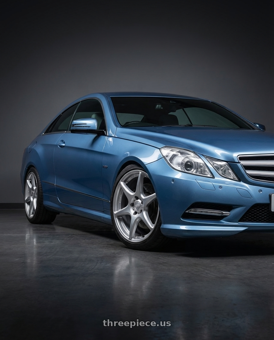 2014 Mercedes-Benz E-Class Coupe C207 with Kansei K11S Tandem 5X112 19x9.5 22 Hyper Silver wheels