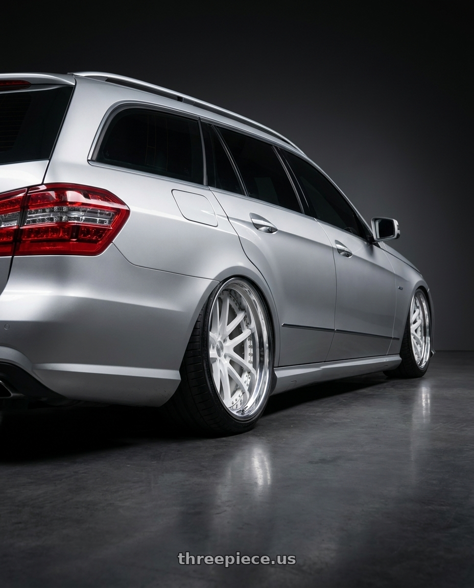 2010 Benz s212 with Heritage Wheel ASAN wheels rear three quarter view square tires