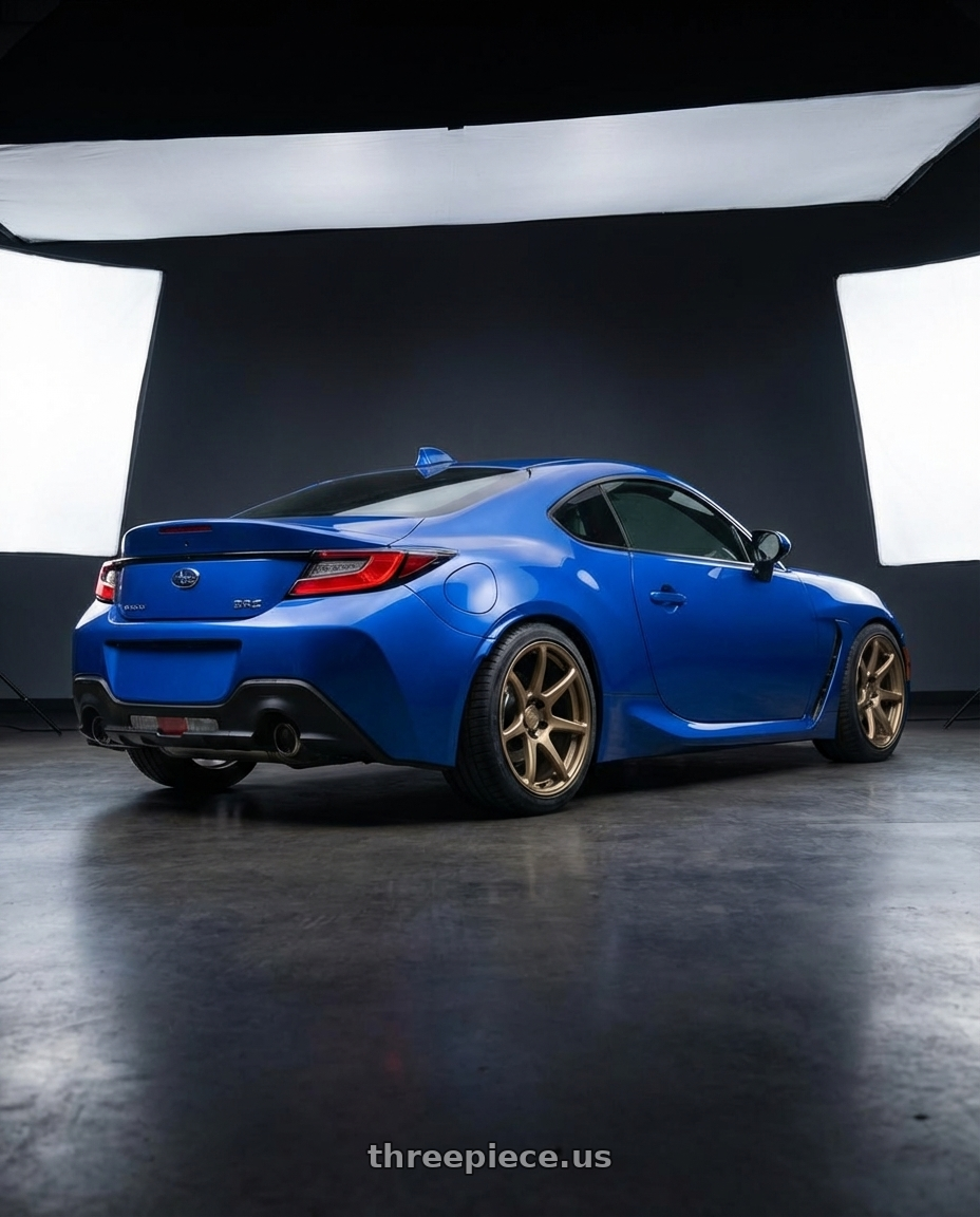 2024 Subaru BRZ with Kansei K11B Tandem 5x114.3 18x9 12 Bronze wheels rear three quarter view square tires