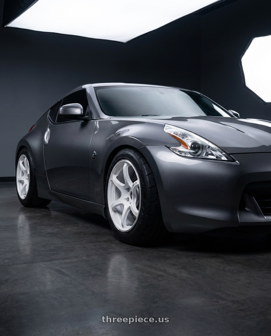 2009 Nissan 370 Z with Advan Racing RG-4 5x114.3 18x10.5 +15 RACING WHITE METALLIC & RING wheels