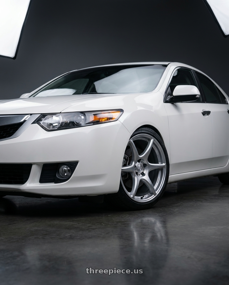 2013 Acura TSX with Kansei K11S Tandem 5x114.3 18x8.5 35 Hyper Silver wheels