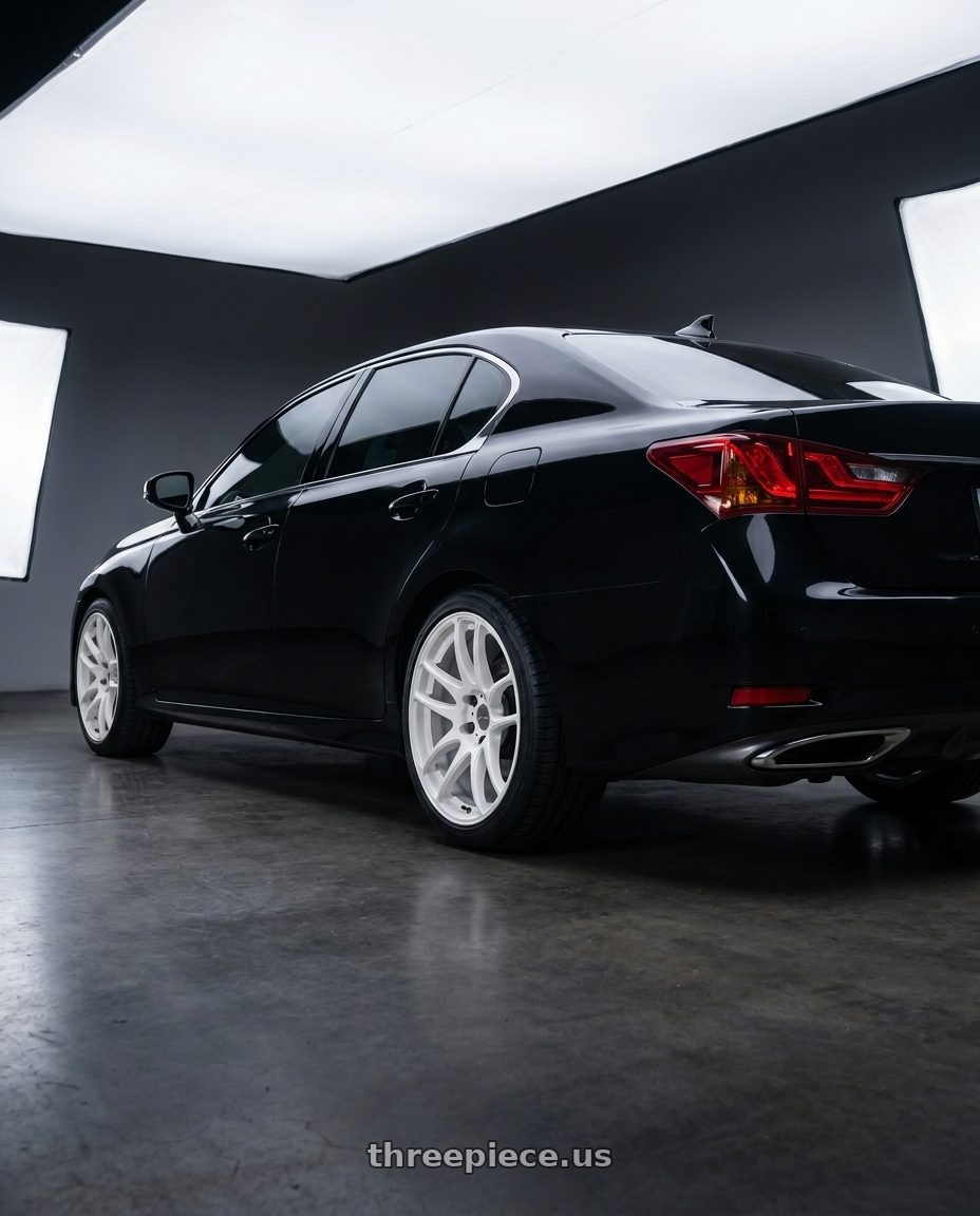 2015 lexus gs350 base rwd with Work Emotion CR Kiwami wheels rear three quarter view square tires