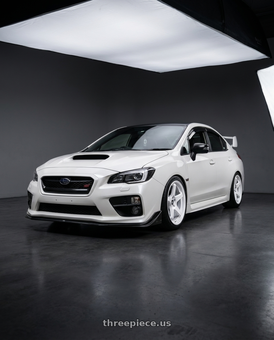 2016 Subaru va Sti with ESR Wheels APX5C 5x114.3 19x9.5 +35 Gloss White wheels