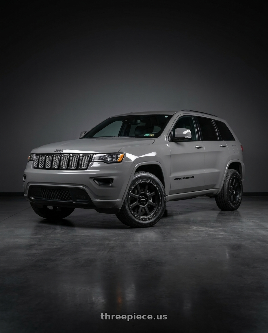 2021 Jeep Grand Cherokee Overland with Vision Off-Road 350 Ojos 5x127 18x9+12 Satin Black wheels
