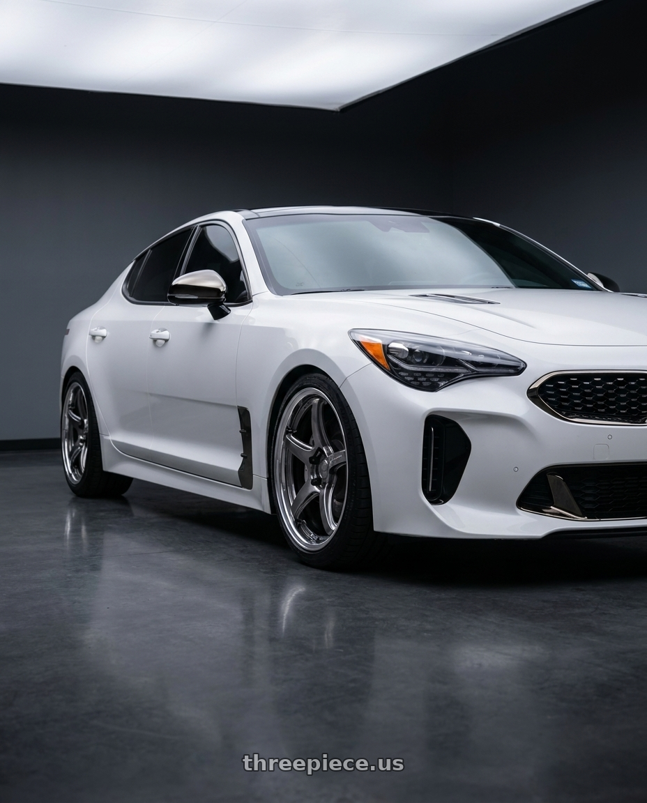 2023 Kia Stinger GT2 with Work T5R 2P 5x114.3 19x9.0 +38 GT SILVER wheels