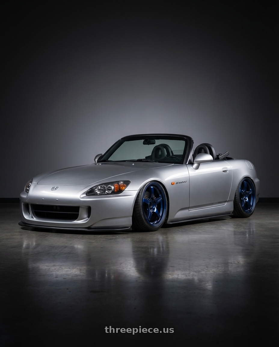 2009 Honda S2000 with Gram Lights 57CR 5x114.3 18x9.5+22 Eternal Blue Pearl wheels