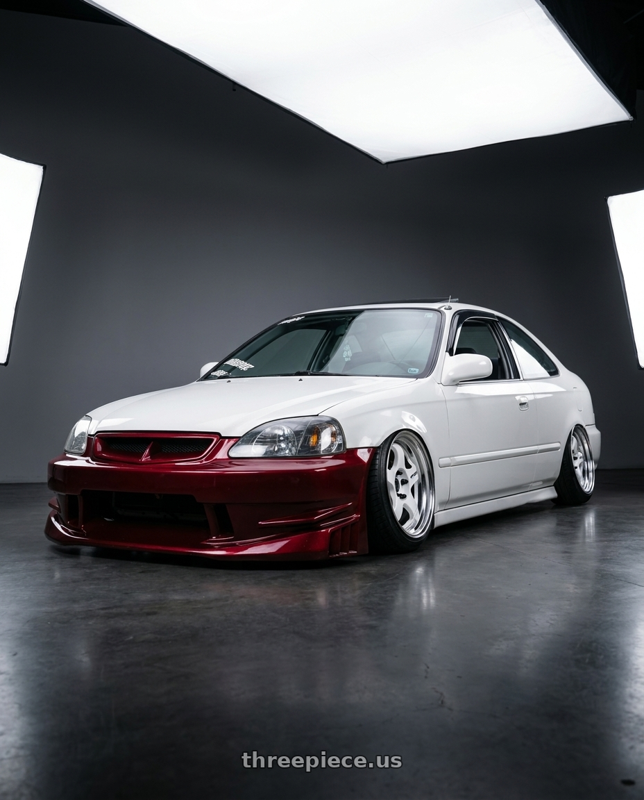 2000 honda civic with Work Meister S1 2P 4x100 15x8+0 O Disk White wheels