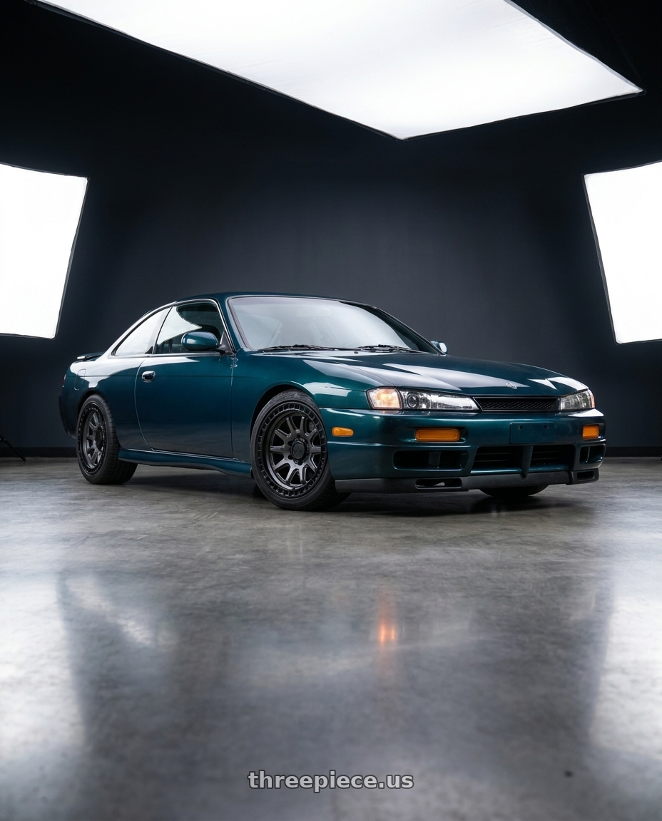 Nissan 240sx 1999 with Black Rhino CALICO 5X127 17X8.5 +34 MATTE GUNMETAL W/ MATTE BLACK LIP wheels