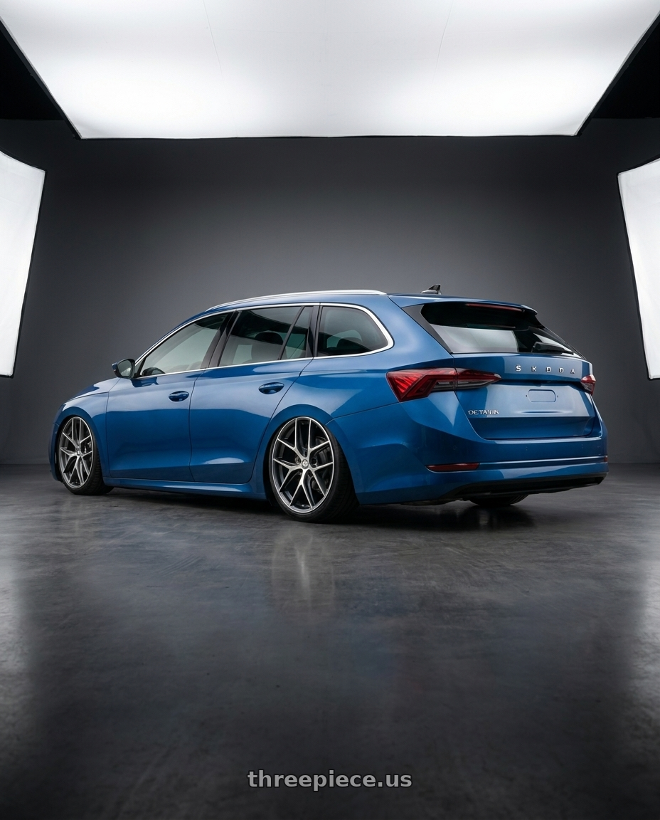 2024 Skoda Octavia with BBS CC-R 5x112 19x8.5+30 Graphite w/ Diamond Cut Face wheels rear three quarter view slight stretch tires