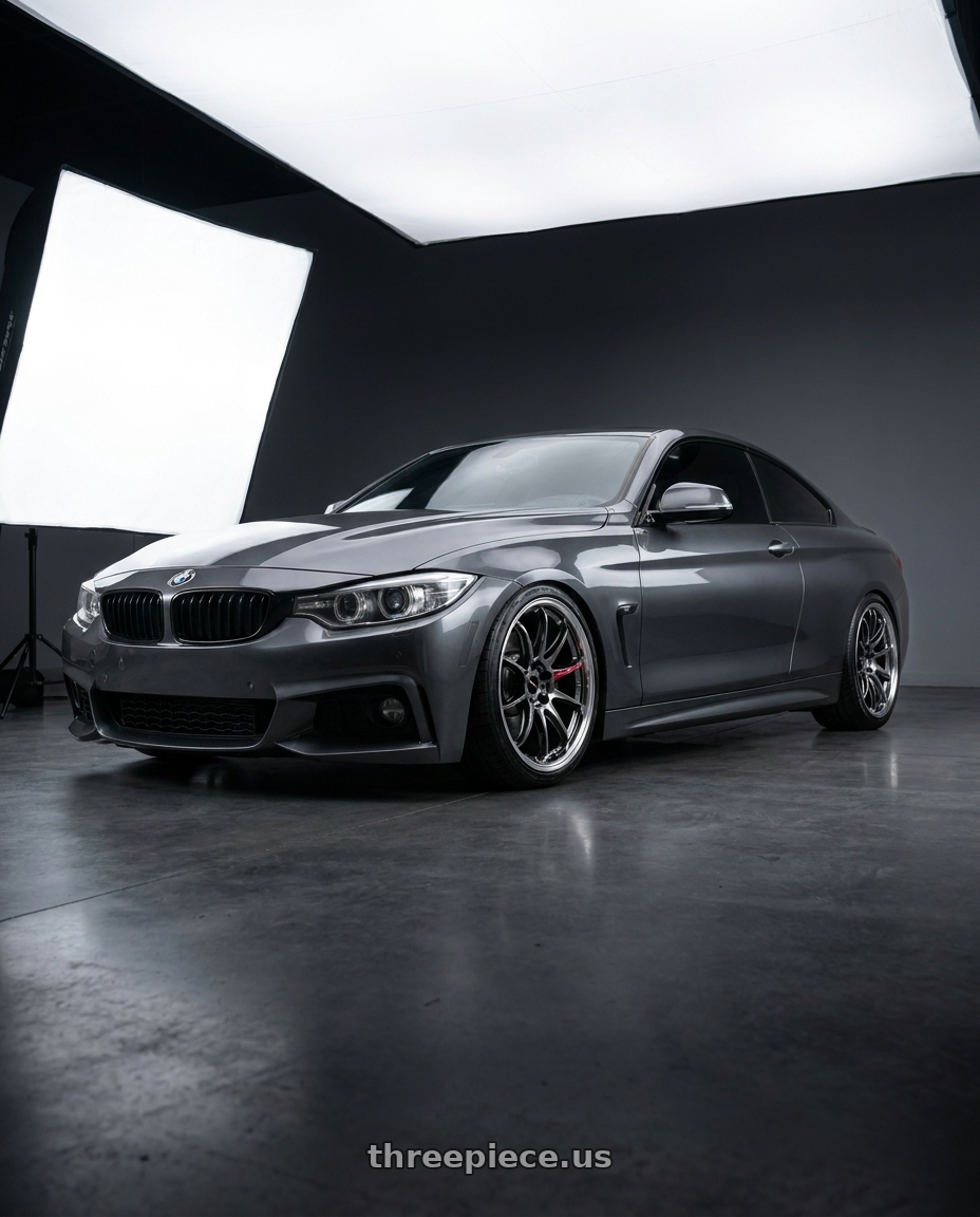 2015 bmw 435i with Work Emotion Zr10 5x120 19x9.5 +30 Glim Black Diamond Rim cut wheels