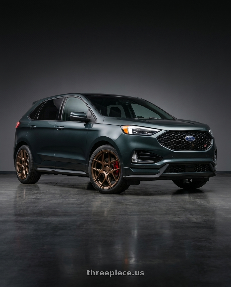 2022 Ford Edge ST with MRR FS1 5x108 20x8.5  +35 Gloss Bronze wheels front three quarter view stock stance