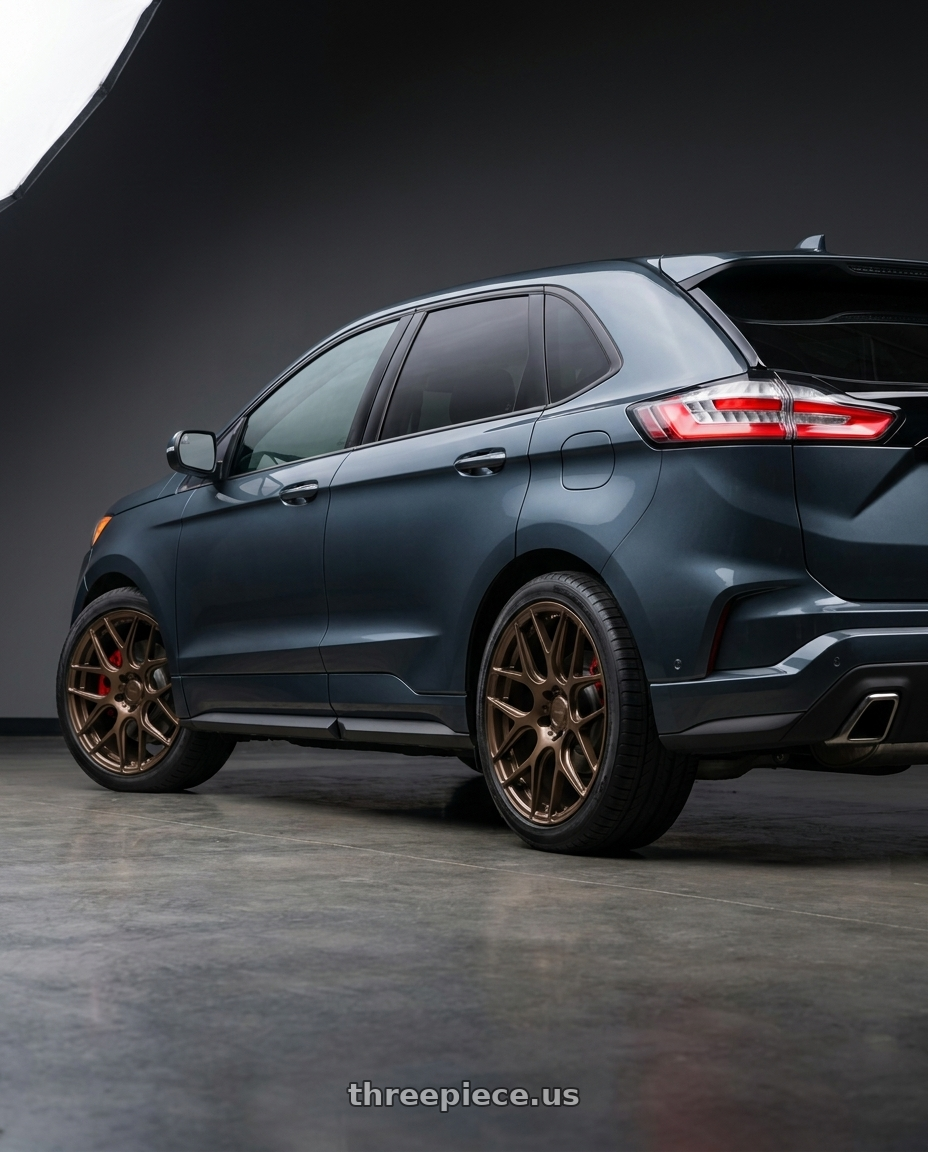 2022 Ford Edge ST with MRR FS1 5x108 20x8.5  +35 Gloss Bronze wheels rear three quarter view square tires