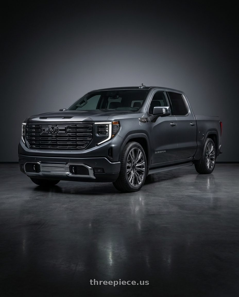 2025 GMC Sierra 1500 with OE Wheels CA93 6x139.7 20x9+28 Gunmetal wheels