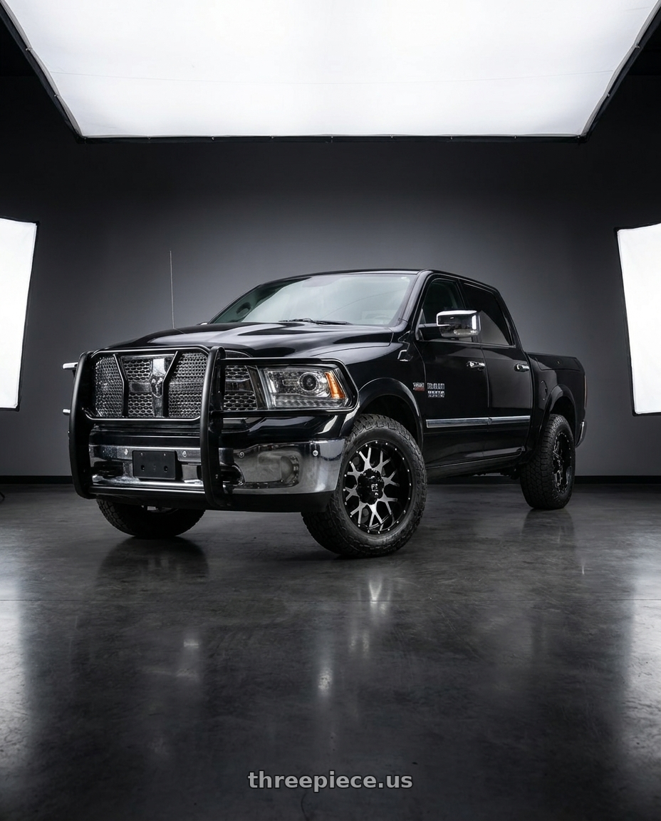 2016 ram 1500 with FULL THROTTLE FT0151 5x139.7/5x150 18x9-12 BLACK  / MACHINED wheels