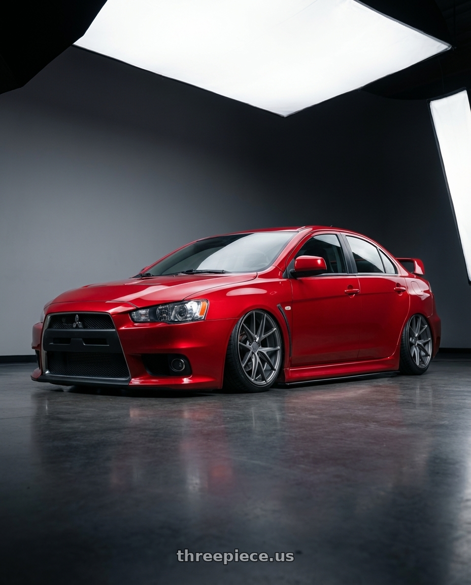 2012 Mitsubishi Lancer Evo X with Niche 1PC M116 MISANO 5X114.3 18X8 +40 MATTE GUN METAL wheels