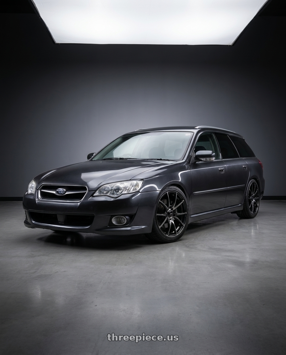 2009 Subaru Legacy 2 5i with WedsSport SA-10R 5x100 17x7.5+48 Zebra Black Clear FF wheels