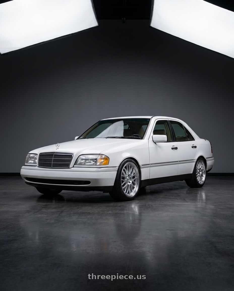 1995 mercedes c220 with Petrol P4C 5X112 16X7 +40 SILVER W/ MACHINED FACE & LIP wheels