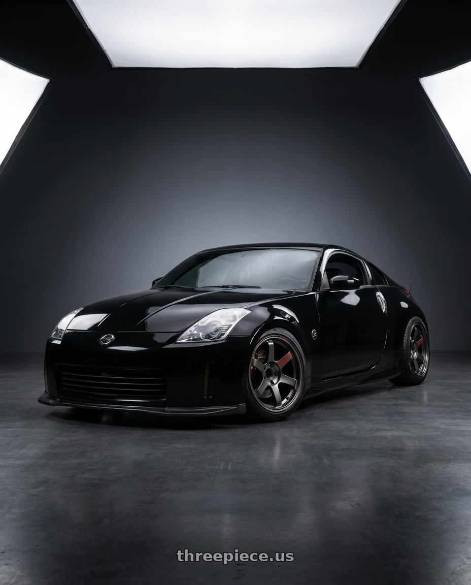 2006 Nissan 350z super black with Volk Racing TE37 Saga SL 5x114.3 18x9.5+22 Pressed Graphite wheels