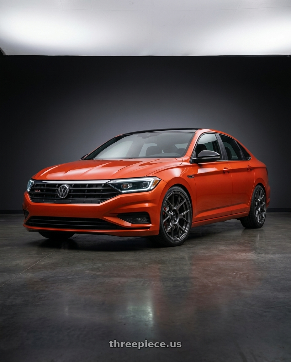2023 Volkswagen Jetta GLI MK7 with Konig Ampliform 5x112 18x8.5+43 Dark Metallic Graphite wheels