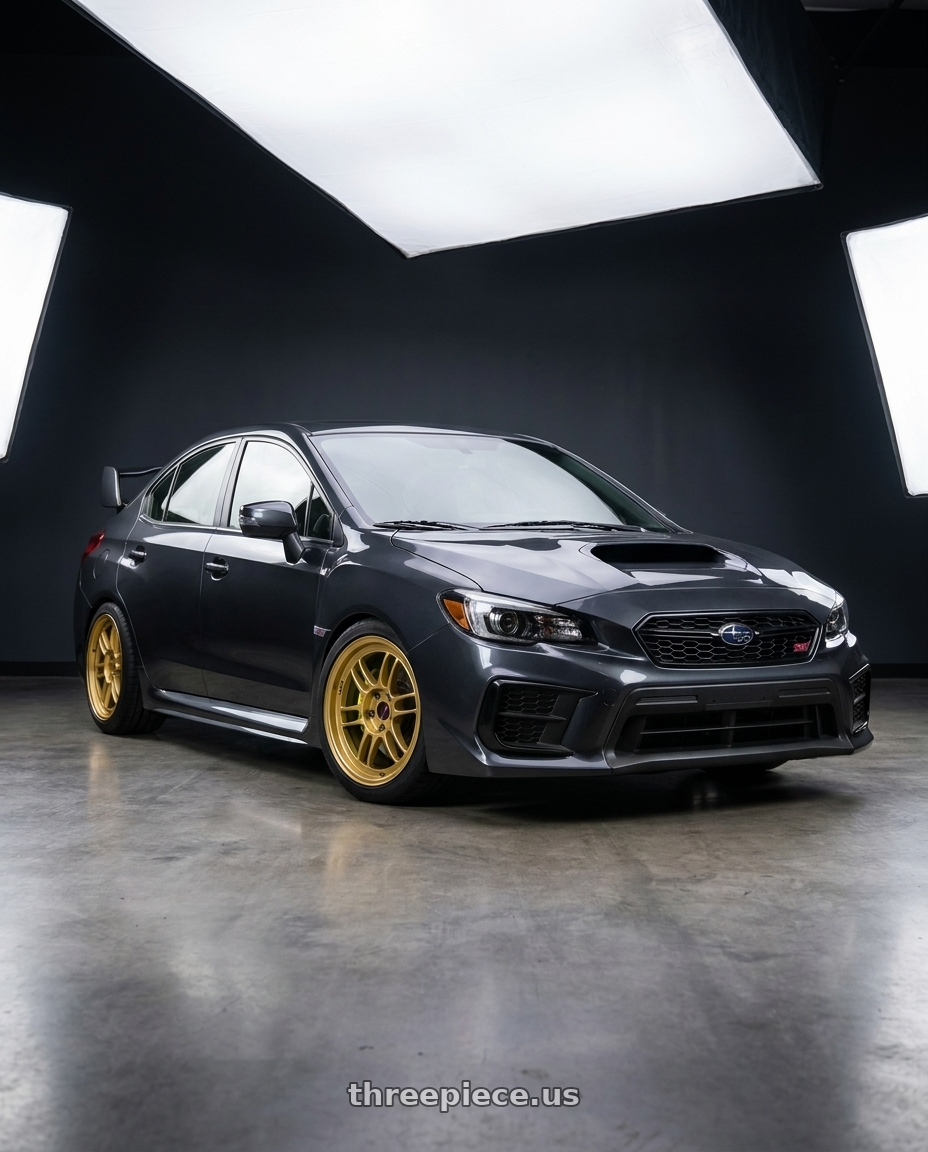 2021 Subaru WRX with Enkei RPF1 5x114.3 17x9+35 Gold wheels