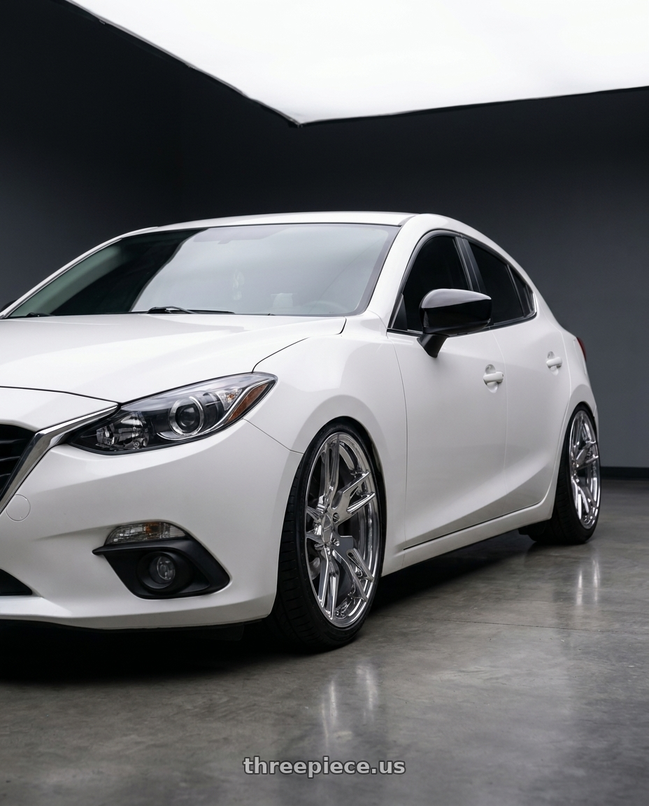 2016 Mazda3 白色 with American Racing Forged 100 5x120.65 20x12 +59 POLISHED wheels