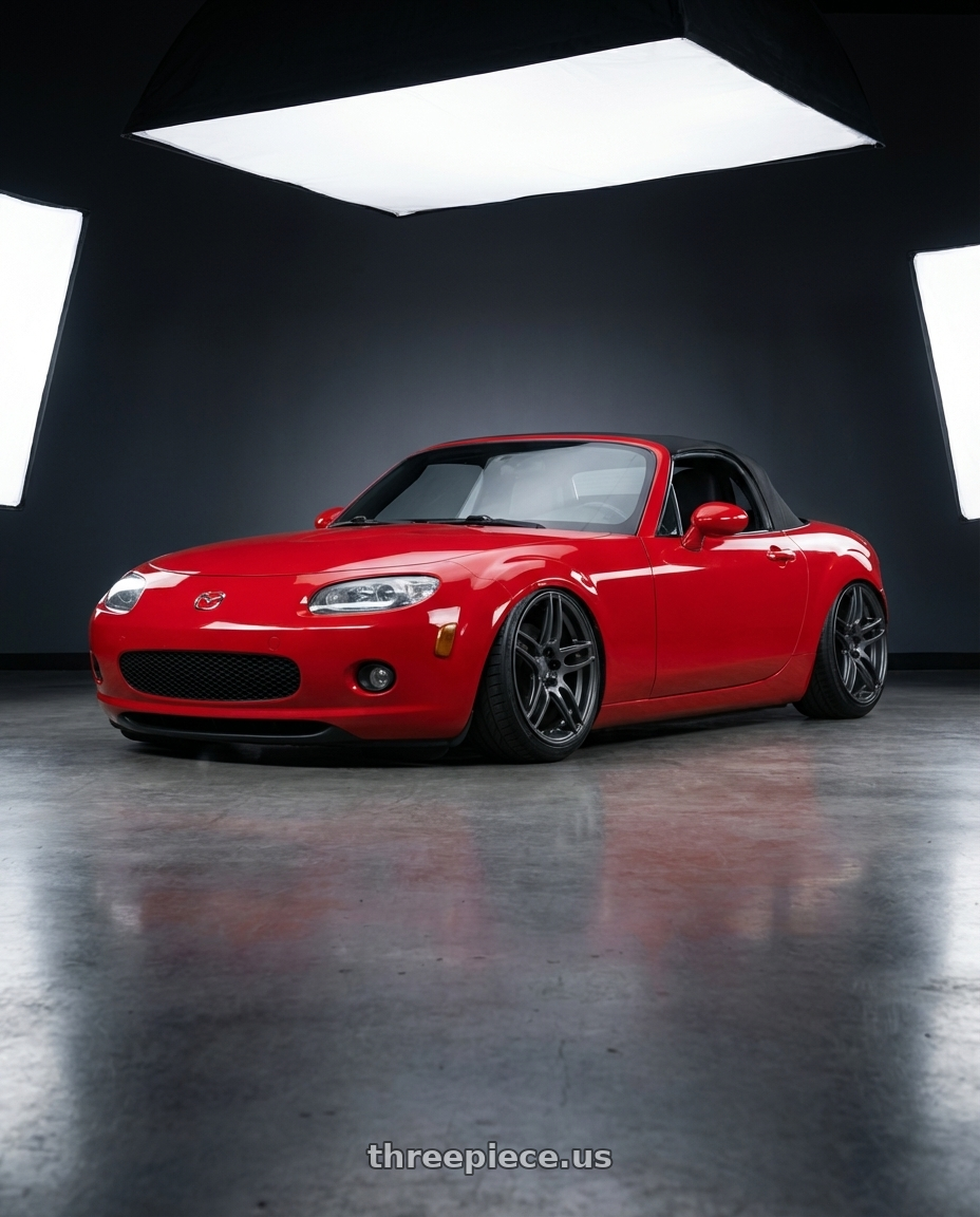 2012 Mazda MX-5 Miata NC with Niche 1PC M105 NR6 5X114.3/5X120 17X7.5 +45 MATTE GUN METAL wheels