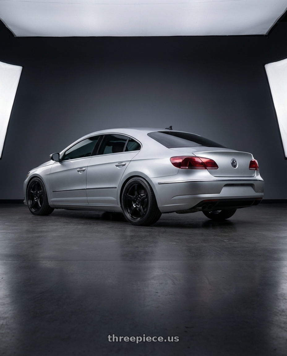 2015 Volkswagen CC with Gram Lights 57CR 5x112 19x8.5+45 Glossy Black wheels rear three quarter view square tires