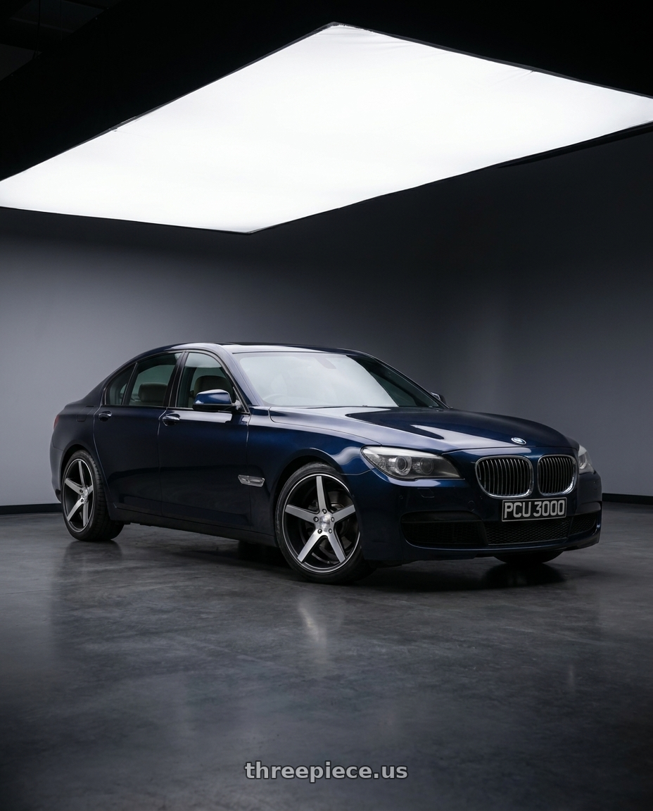 2012 bmw 740i with KMC KM685 DISTRICT 5X120 22X10.5 +40 SATIN BLACK MACHINED FACE wheels