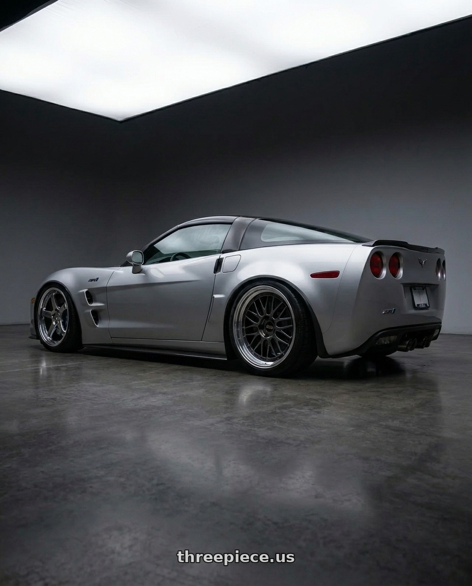 2011 Chevrolet Corvette ZR1  with BBS LM 5x114.3 20x10.5+20 Diamond Black wheels rear three quarter view meaty tires